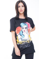 Longline Summer Vibes Graphic T-Shirt