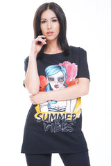 Longline Summer Vibes Graphic T-Shirt