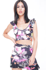 Rüschendetail Crop Top & Rock Blumenkoord
