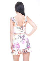 Rüschendetail Crop Top & Rock Blumenkoord
