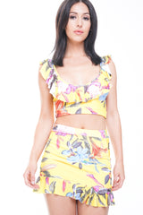 Rüschendetail Crop Top & Rock Blumenkoord