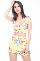 Rüschendetail Crop Top & Rock Blumenkoord