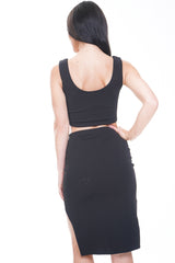 Split Front Skirt And Crop Top Co-ord
