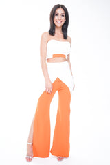 Kontrastfarbe Block Crop Top & Hosen-Co-ordte