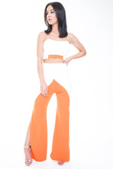 Kontrastfarbe Block Crop Top & Hosen-Co-ordte