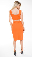 Split Front Skirt And Crop Top Co-ord