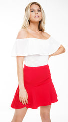 Frill Hem Flare Skirt