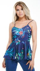 Floral Print Cami Peplum Top