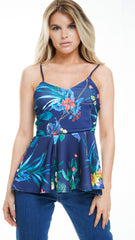 Floral Print Cami Peplum Top
