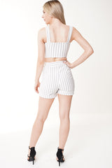 Striped Crop Top & Shorts Co-ord