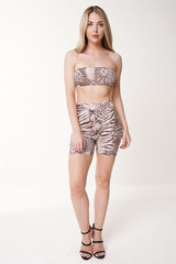 Snake Print Crop Top & Cycling Shorts Coien