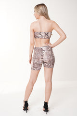 Snake Print Crop Top & Cycling Shorts Coien