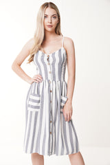 Striped Button Front Cami Dress