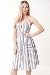 Striped Button Front Cami Dress