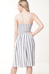 Striped Button Front Cami Dress