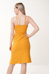 Wrap Front Mock Button Cami Dress