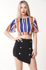 Cut Out Knot Back Striped Crop Top