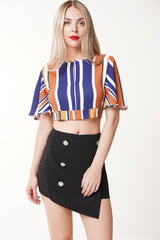 Cut Out Knot Back Striped Crop Top