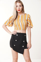 Cut Out Knot Back Striped Crop Top