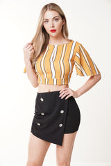 Cut Out Knot Back Striped Crop Top
