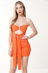 Keyhole Knot Front Bandeau Dress