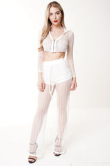 Sheer Mesh Hooded Crop Top & Trouser Co-ord