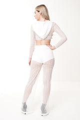 Sheer Mesh Hooded Crop Top & Trouser Co-ord