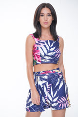 Botanic Print Crop Top & Shorts Co-ord