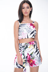 Botanic Print Crop Top & Shorts Co-ord