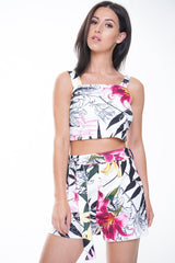 Botanic Print Crop Top & Shorts Co-ord
