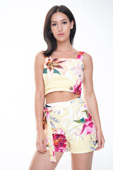 Botanic Print Crop Top & Shorts Co-ord