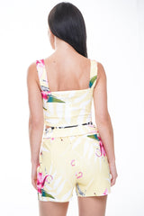 Botanic Print Crop Top & Shorts Co-ord