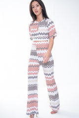 Chevron Print Crop Top & Trouser Co-ord
