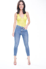 Scallop Lace Cross Back Strappy Bodysuit