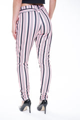 Striped Cigarette Fit Trousers With Belt