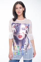 Grafikapparat bloßes Netzkleid Top