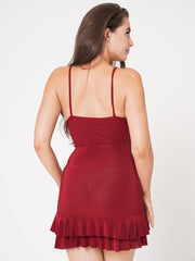 Tie Front Frill Hem Mini Dress