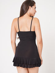 Tie Front Frill Hem Mini Dress