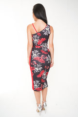 Wrap Front Blumendruck Midi Kleid