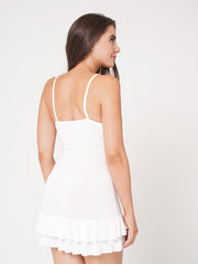 Tie Front Frill Hem Mini Dress