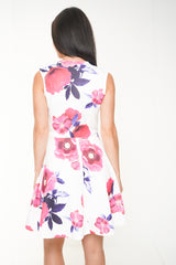 Wrap Front Floral Print Skater Dress