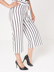 Papiertüte Krawatte Taille gestreiftes Culotte -Hosen