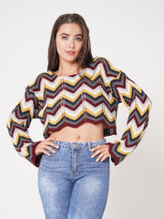 Multi Coloured Cropped Knitted Jumper