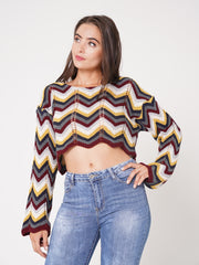 Multi Coloured Cropped Knitted Jumper