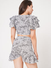 Dalmatian Print Frill Detail Co-ord