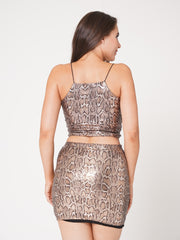 Leopard Sequin Cami Crop Top