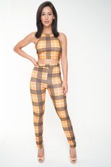 Halterneck Crop Top & Trouser Checked Co-ord