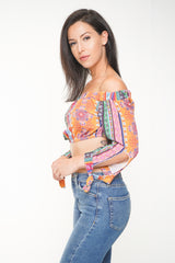 Paisley Print Bardot Crop Top