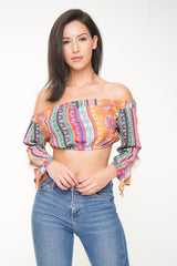Paisley Print Bardot Crop Top