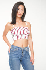 Striped Smocked Crop Top